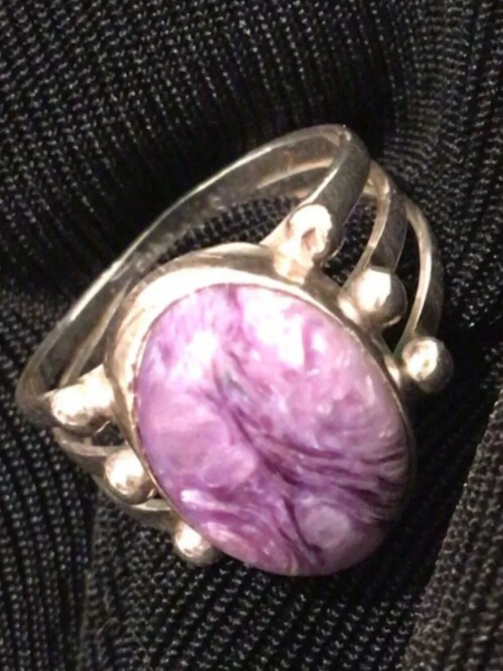Magical Purple Charoite & Silver Ring